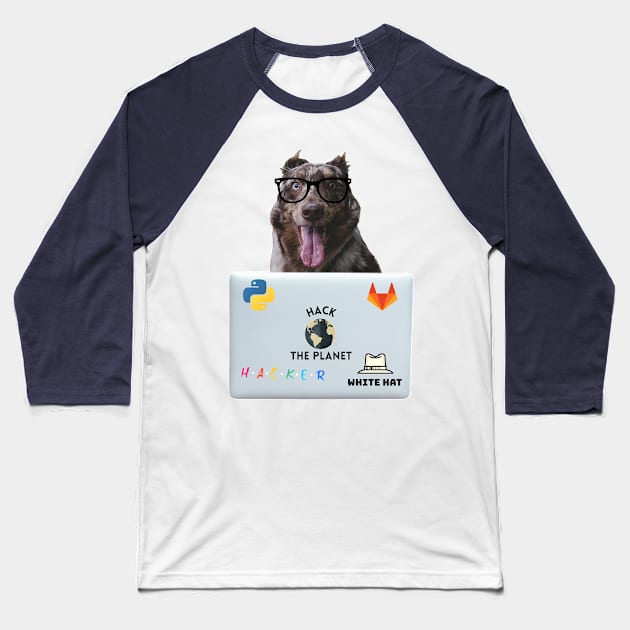 Hacker Dog Baseball T-Shirt by leo-jess